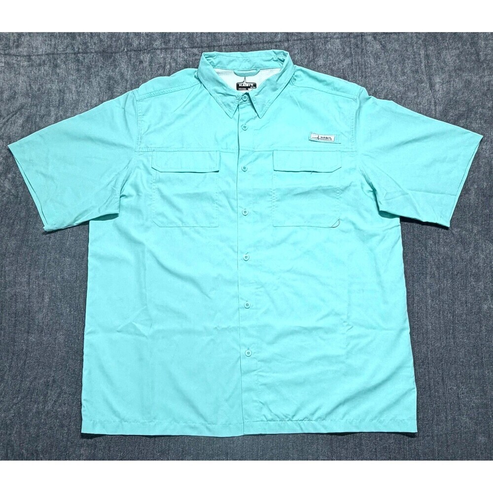 Habit Fourche Mountain River Guide Fishing Shirt Men's X-Large Aqua Green